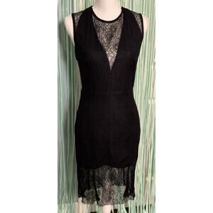 MNG Suit, Mango, Black Dress With Lace Overlay, Open Back, Wedding, Cocktail, 4